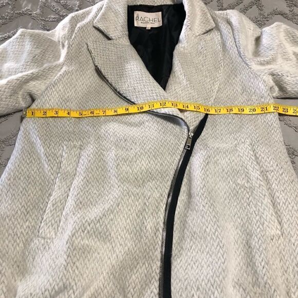 RACHEL Rachel Roy angora/wool blend asymmetrical cocoon coat size L - Picture 9 of 11